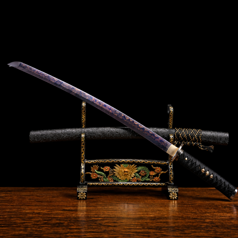 Katana Čepel Legendární Ocel Damašek Viola (Verze Naostřená)