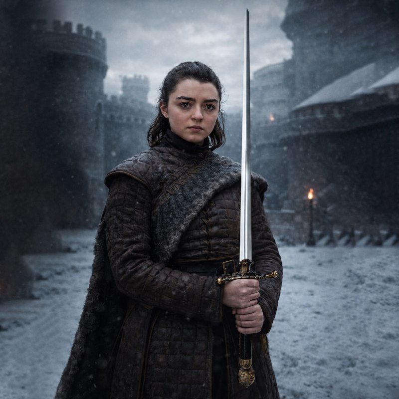 Meč ispirata all'Ago di Arya Stark, con supporto Lupo — vista 3