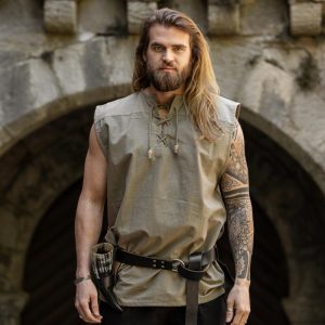 Camicia středověký senza maniche con lacci "Jean" Chanvre
