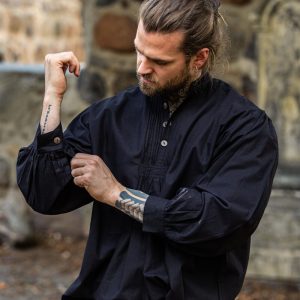 Camicia tablier con bottoni di legno "Oswald" Černá
