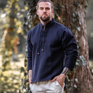 Camicia in cotone tissé main "Ingolf" Černá