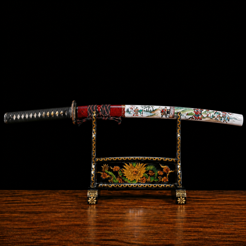 Katana Sango (Ocel T10 con Hamon Autentický e Vera Pelle di Razza)