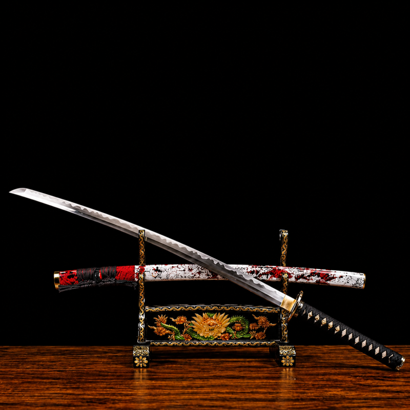 Katana Sango (Ocel T10 con Hamon Autentický e Vera Pelle di Razza)