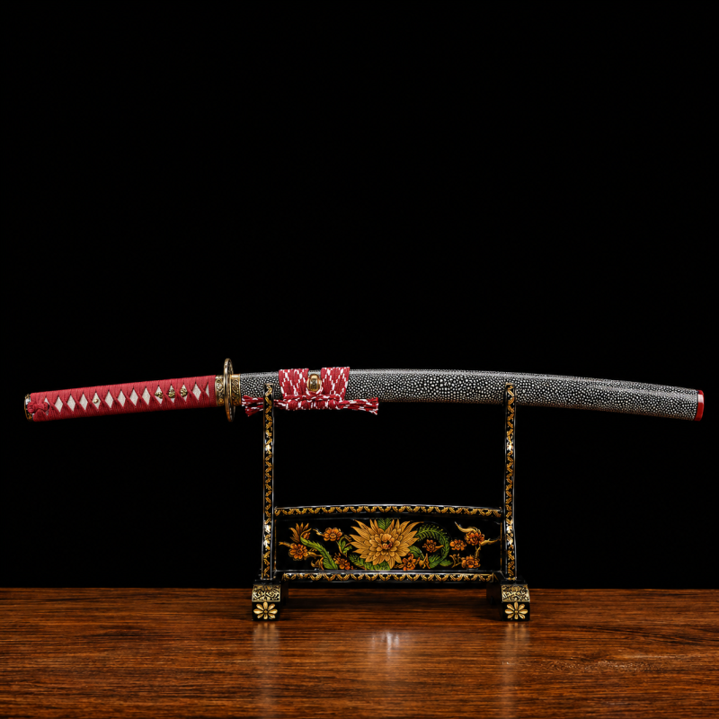 Katana Tachibana (Ocel T10 con Hamon Autentický e Pelle di Razza)