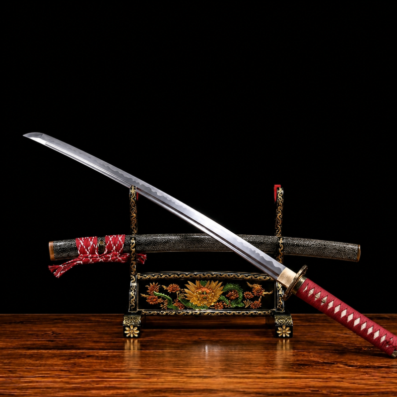 Katana Tachibana (Ocel T10 con Hamon Autentický e Pelle di Razza)