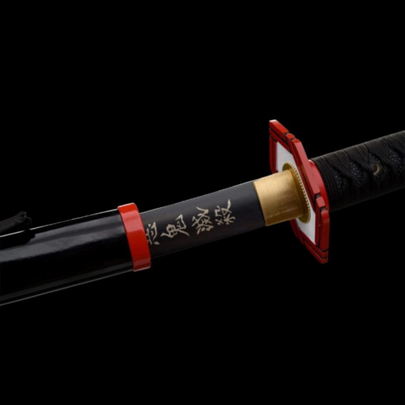 Katana Giyuu Noir V2: Demon Slayer (Ocel Uhlík 1060)