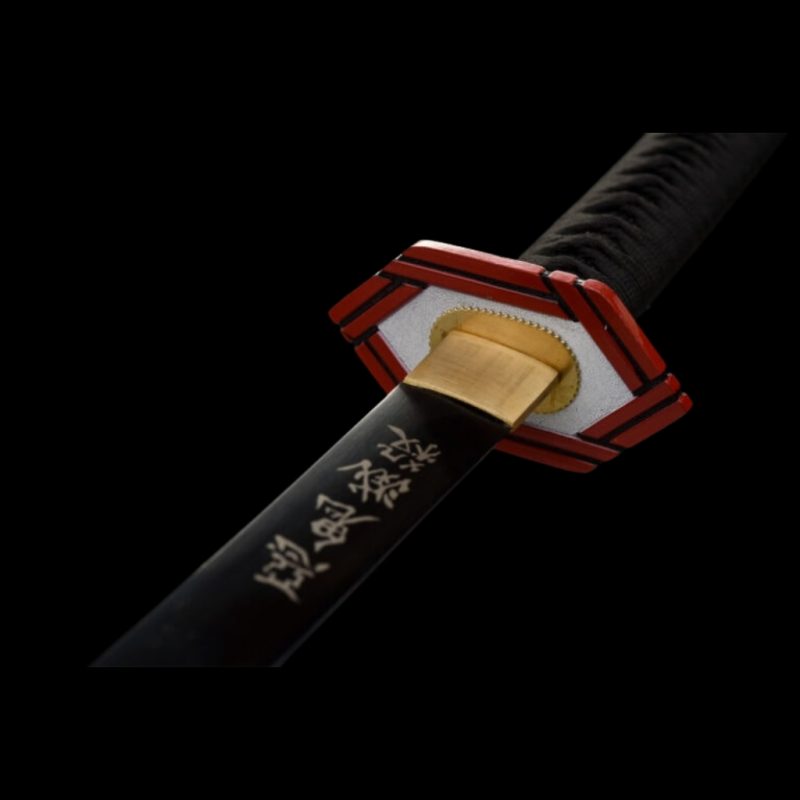 Katana Giyuu Noir V2: Demon Slayer (Ocel Uhlík 1060)