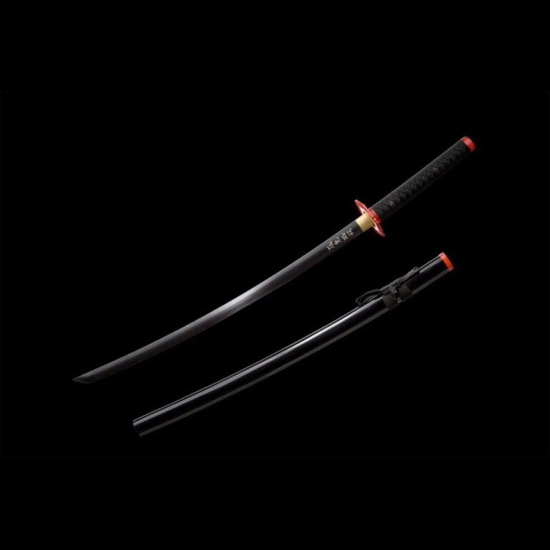 Katana Giyuu Noir V2: Demon Slayer (Ocel Uhlík 1060)