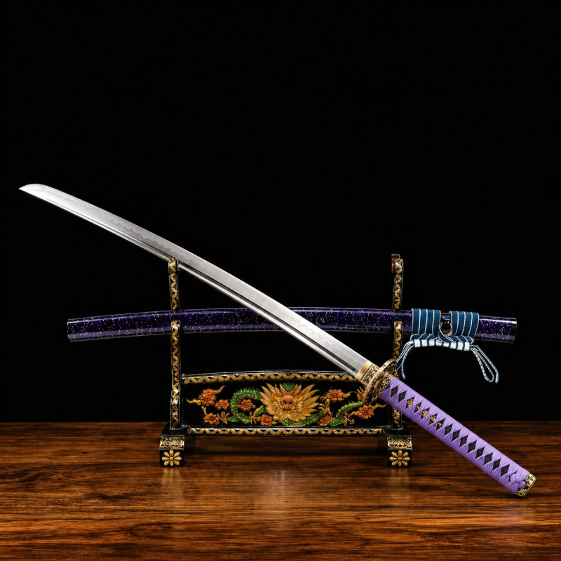 Katana Murasaki (Ocel Damašek con Hamon)