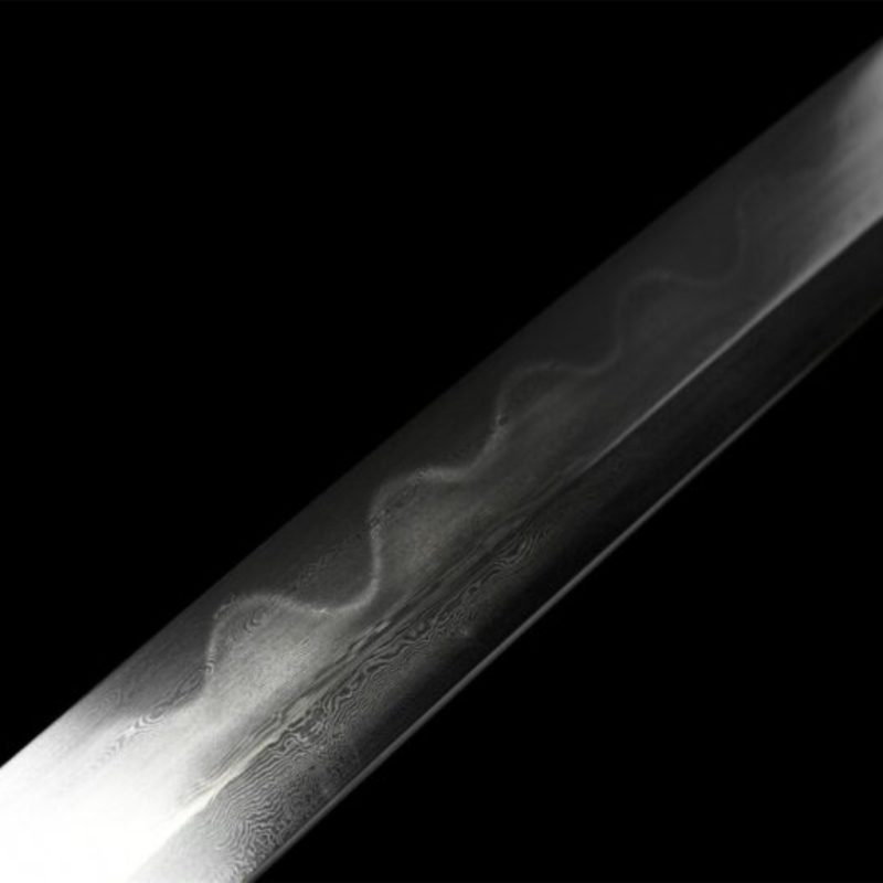 Katana Kihaku (Ocel Damašek con Hamon Autentický e Pelle di Razza)