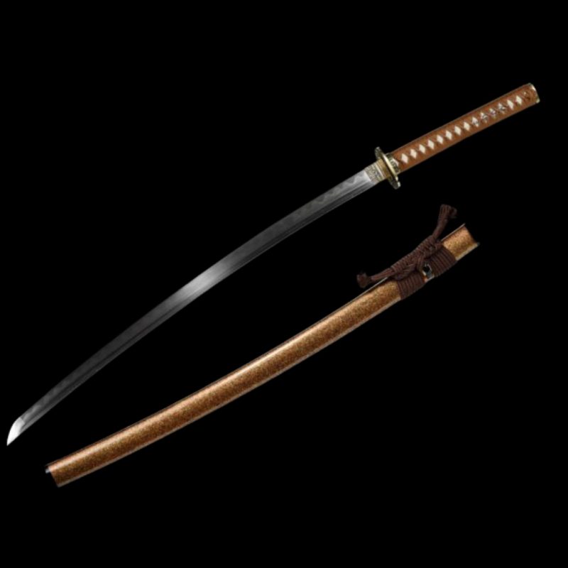 Katana Kihaku (Ocel Damašek con Hamon Autentický e Pelle di Razza)