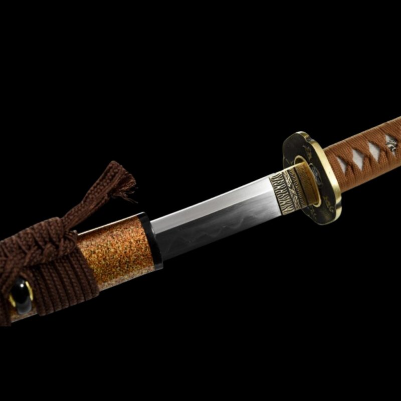 Katana Kihaku (Ocel Damašek con Hamon Autentický e Pelle di Razza)