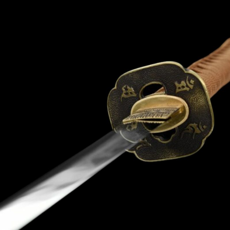 Katana Kihaku (Ocel Damašek con Hamon Autentický e Pelle di Razza)