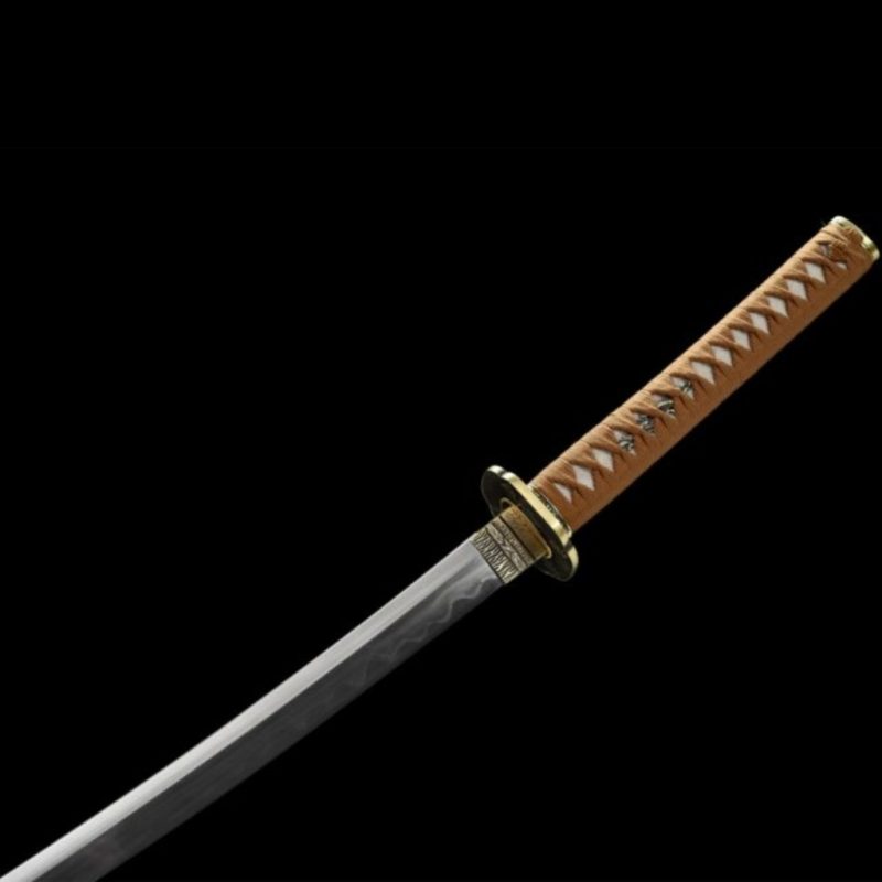 Katana Kihaku (Ocel Damašek con Hamon Autentický e Pelle di Razza)