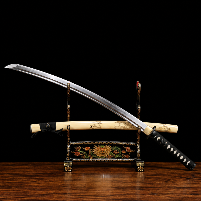 Katana Tsubaki (Ocel Damašek con Vera Pelle di Razza)