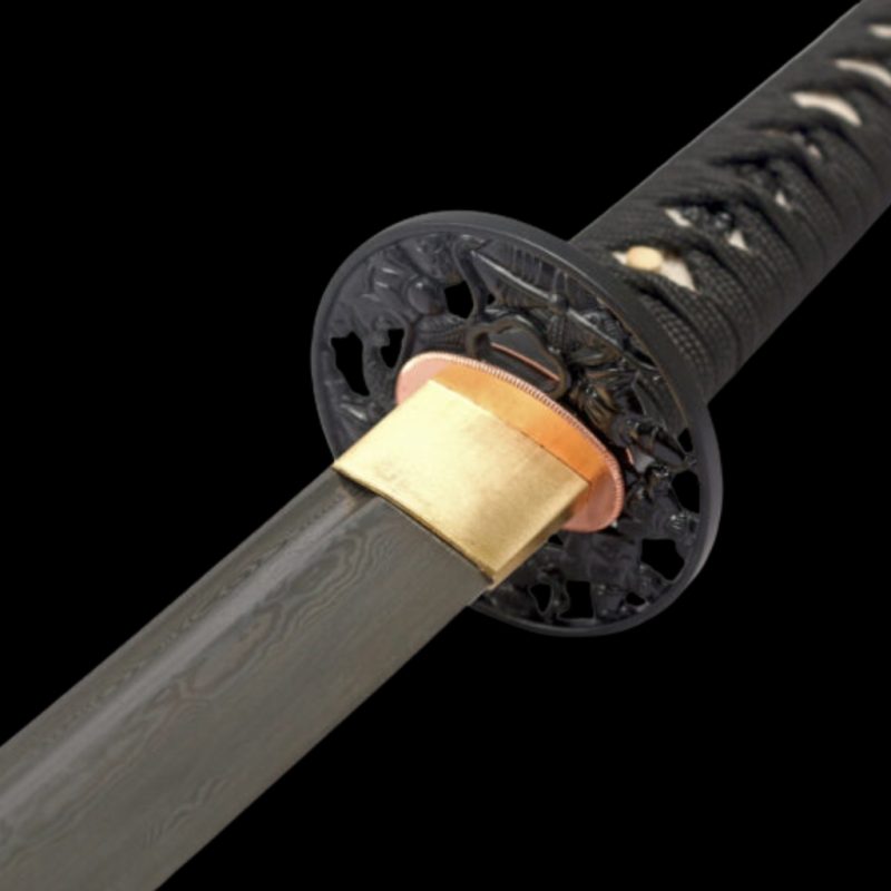 Katana Tsubaki (Ocel Damašek con Vera Pelle di Razza)