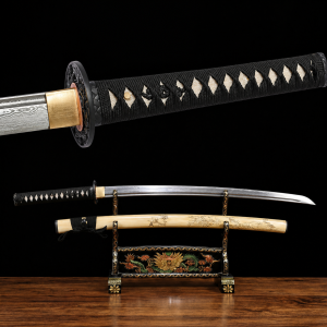 Katana Tsubaki (Ocel Damašek con Vera Pelle di Razza)