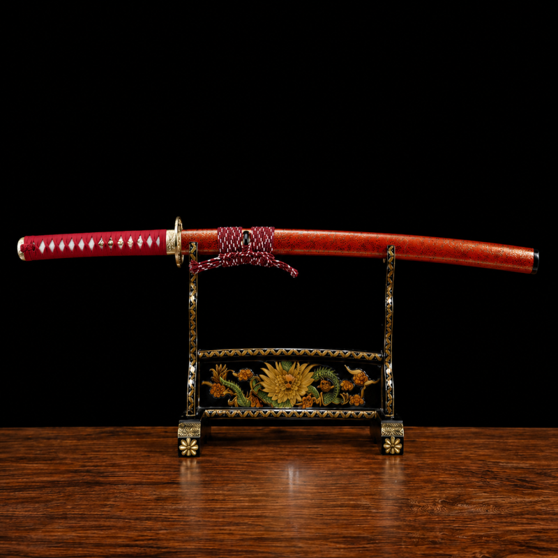 Katana Ginka (Ocel Damašek Červený)