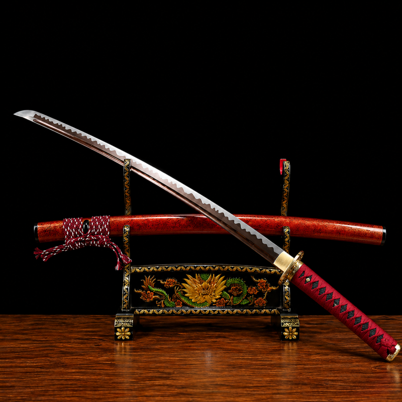 Katana Ginka (Ocel Damašek Červený)