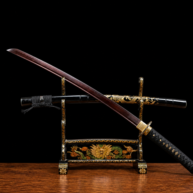 Katana Hisame (Ocel Damašek Červený)
