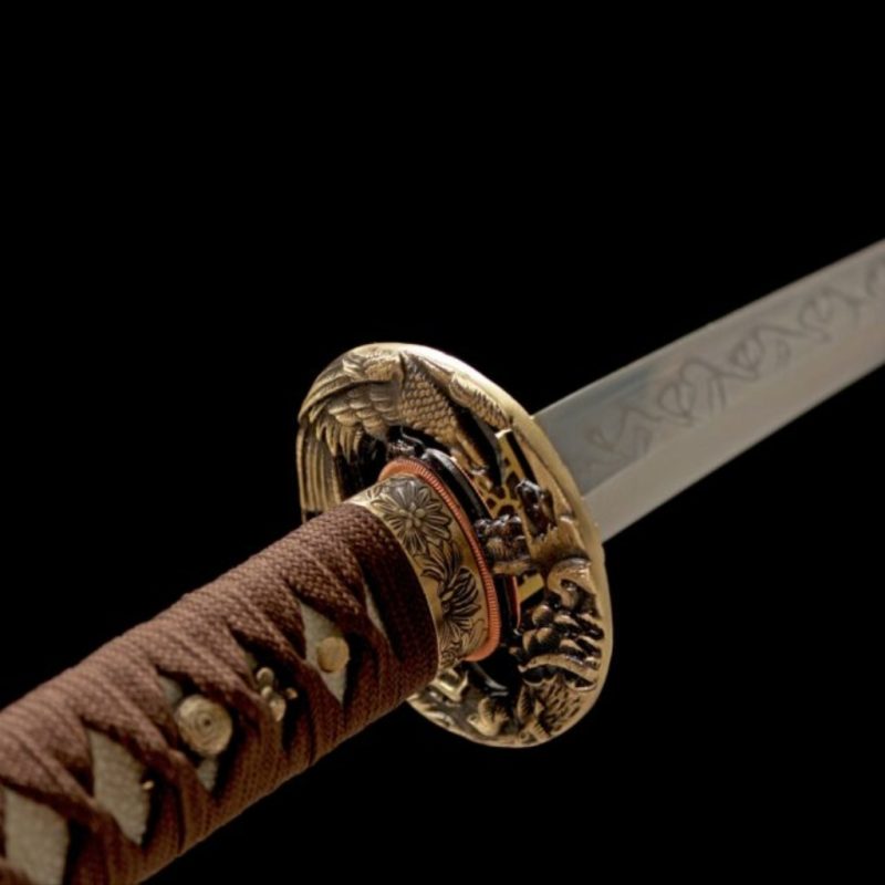 Katana Amaterasu (Ocel T10 con Hamon Autentický e Pelle di Razza)