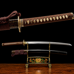 Katana Amaterasu (Ocel T10 con Hamon Autentický e Pelle di Razza)
