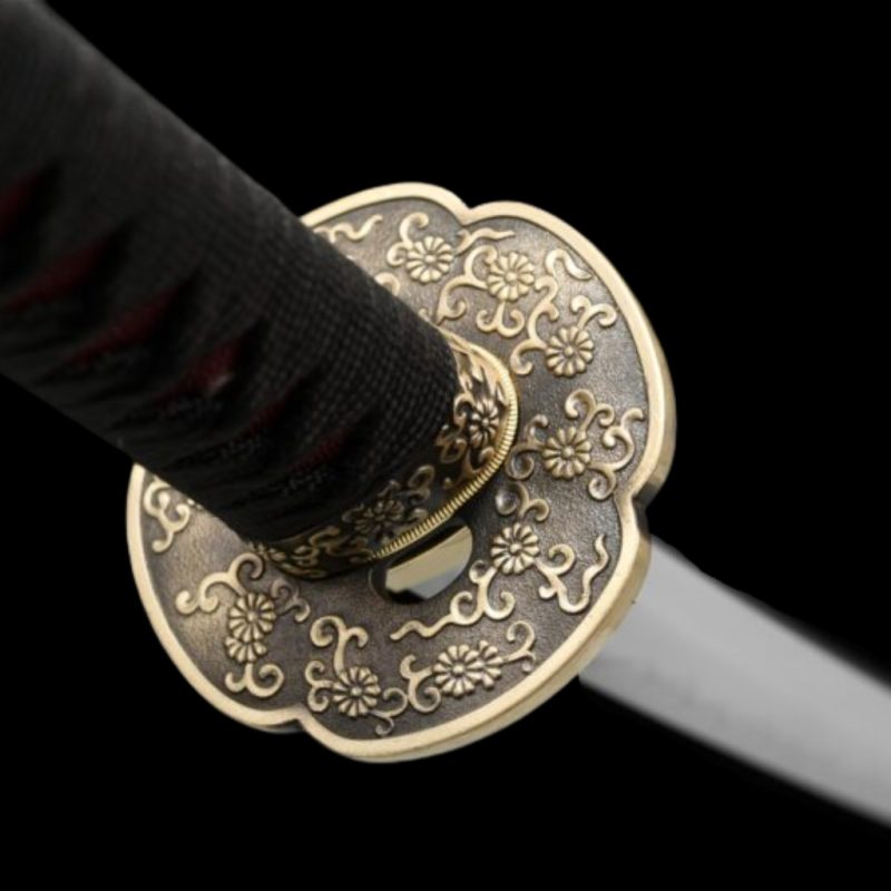 Katana Mikazuki (Ocel T8 con Hamon Gunome Autentický e Pelle di Razza)