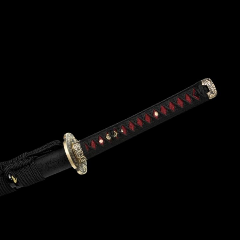 Katana Mikazuki (Ocel T8 con Hamon Gunome Autentický e Pelle di Razza)