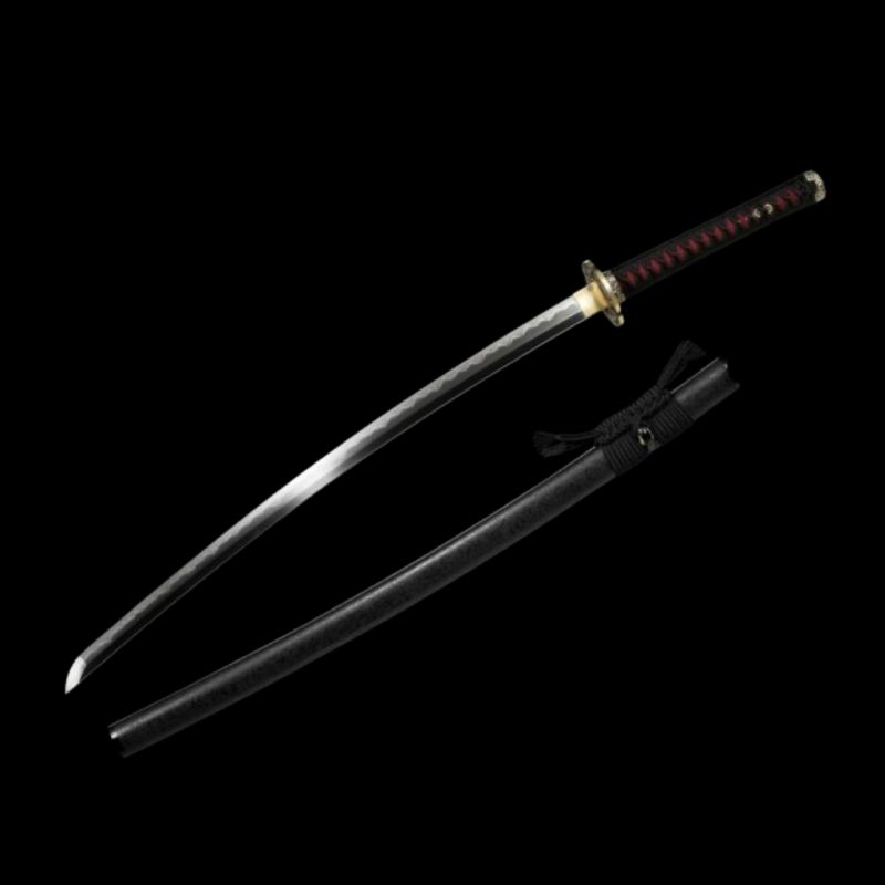 Katana Mikazuki (Ocel T8 con Hamon Gunome Autentický e Pelle di Razza)