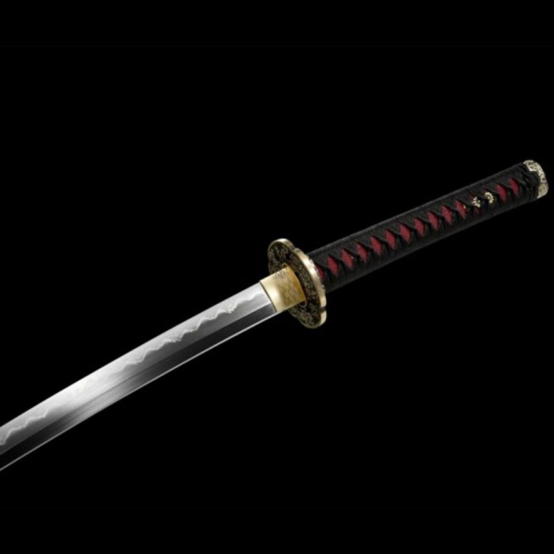 Katana Mikazuki (Ocel T8 con Hamon Gunome Autentický e Pelle di Razza)