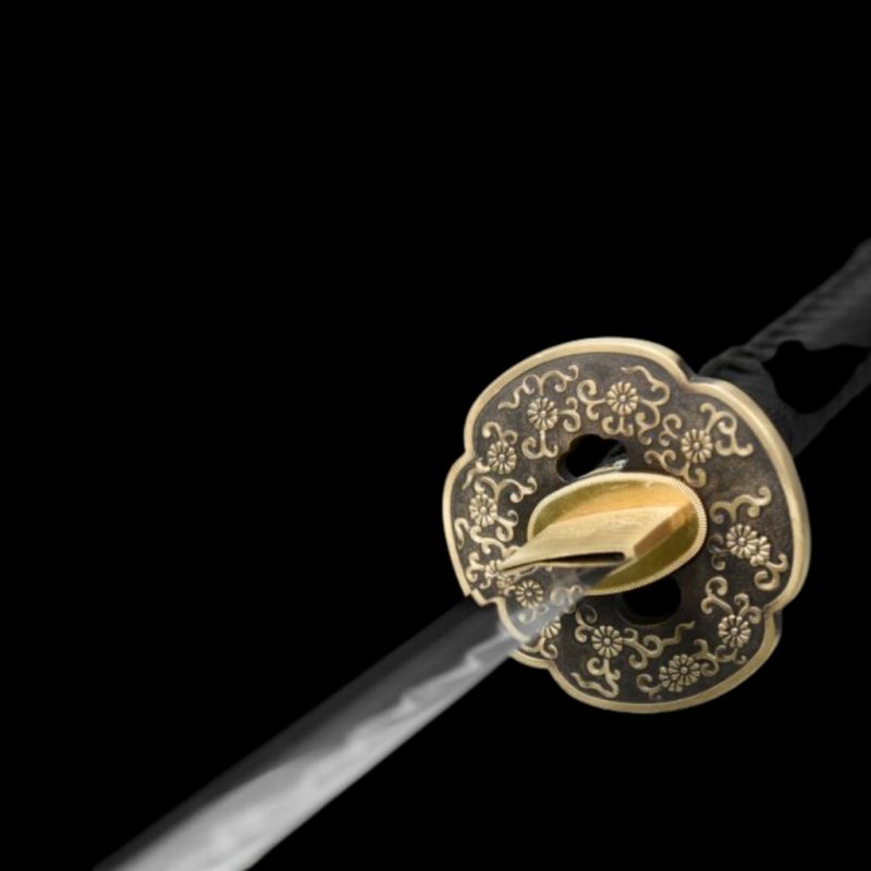 Katana Mikazuki (Ocel T8 con Hamon Gunome Autentický e Pelle di Razza)
