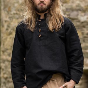 Camicia středověký in cotone spesso "Anton" Černá