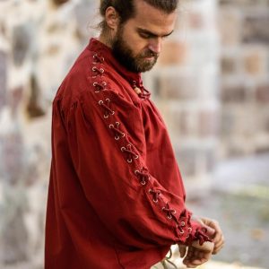 Camicia středověký con lacci con occhielli "Adrian" Červená