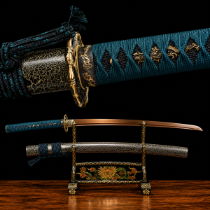 Katana tradiční in Ocel Damašek Dorato