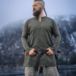 Tunica vikingská in lino "Ragnar" Zelená olive